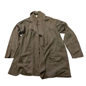 Marisa Christina Wool Cardigan Sweater Womens Medium Brown Open Front Shawl Neck